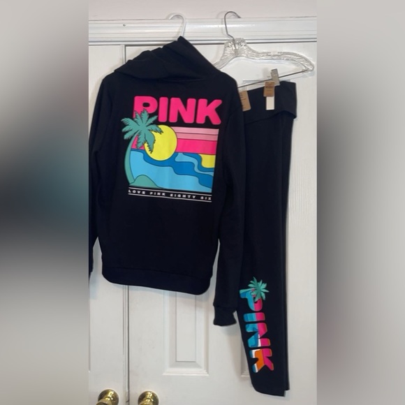 PINK Victoria's Secret Tops - NWT XL NEON PALM TREE SUNSET- VICTORIAS SECRET PINK SET